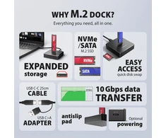 AXAGON | USB-C 10Gbps docking station for M.2 NVMe/SATA SSD | ADSA-M2C11