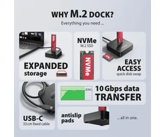 AXAGON | USB-C 10Gbps docking station for M.2 NVMe SSD | ADSA-M2C11L