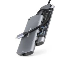 Axagon Hmc-6m2 wieloportowy hub usb-c 3.2 gen 1, lizdas m.2 sata + hdmi + glan + 2x usb-a + pd 100w