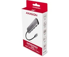 Axagon Hmc-hcr3a wieloportowy šakotuvas 3x usb-a + hdmi + sd/microsd, usb-c 3.2 gen1, 20 cm usb-c kabelis
