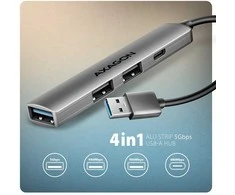 AXAGON ALU STRIP USB-A 4 port hub | HUE-STA