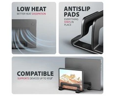 AXAGON STND-VB Vertical Nešiojamas kompiuteris Stand, adjustable width, aliuminio – juodas