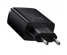 Baseus kroviklis jungiama į tinklą 2xusb, usb-c (juoda)