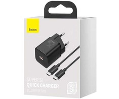 Baseus kroviklis jungiama į tinklą su kablem usb-c do usb-c tzccsup-l01 super si 1c 25w juoda