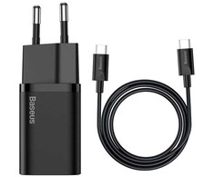 Baseus kroviklis jungiama į tinklą su kablem usb-c do usb-c tzccsup-l01 super si 1c 25w juoda