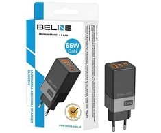 Beline Įkroviklis jungiama į tinklą 65w gan 2xusb-c+usb-a bez kabla juoda