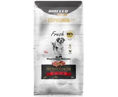 Šunų sausas maistas - BIOFEED Euphoria Fresh Suaugusiųjų Vidutinio Ir Didelio Dydžio Kiauliena Su Jautiena 12kg