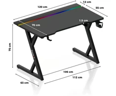 Gaming Desk Huzaro Hero 2.4 RGB Juodas