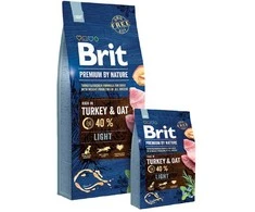 Brit premium by nature light - sausas maistas su indykiem i owsem suaugusiems šunims su nadwagą - 15 kg