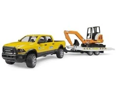 Bruder „Dodge Ram 2500“ servisas su priekaba ir mini ekskavatoriumi