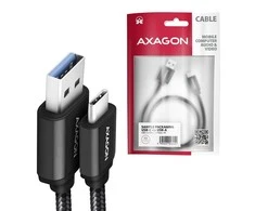 Axagon BUCM3-AM15AB USB-C – USB-A laidas, 1,5 m, USB 3.2 Gen 1 3A, ALU, pintas, juodas