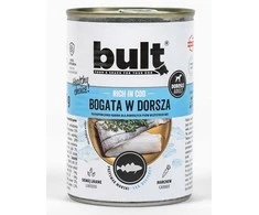 BULT Šlapias šunų ėdalas su menkėmis, gausus žuvies gabalėliais, 800g