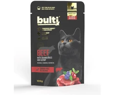 Kačių Maistas - BULTI Superfoods Jautiena su Spanguolėmis ir Katžole Drėgnas 100g