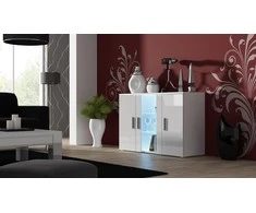 Cama Meble Komoda - SOHO S7 120 cm Balta/Balta Blizgi