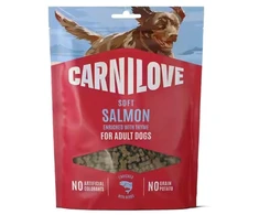 Carni Love Carnilove šunų skanėstai. Minkšti mėsos skanėstai šunims su lašiša ir čiobreliais, 200 g.