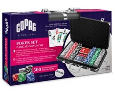 Cartamundi Pokerio Rinkinys - Copag 300 Žetonų 11.5g su 2 Kaladėmis Tamsiame Aliuminio Korpuse