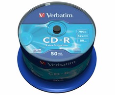 Verbatim Cd-r 52x 700mb 50p cb dl ex prot 43351