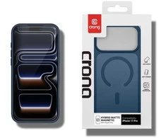 Crong Hibridinis matinis magnetinis „MagSafe“ dėklas „iPhone 17 Pro“ (tamsiai mėlynas)