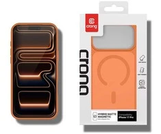 Crong hibridinis matinis magnetinis „MagSafe“ iPhone 17 Pro dėklas (oranžinis)