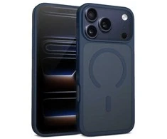 Crong Hibridinis matinis magnetinis „MagSafe“ dėklas „iPhone 17 Pro“ (tamsiai mėlynas)