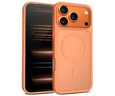 Crong hibridinis matinis magnetinis „MagSafe“ iPhone 17 Pro dėklas (oranžinis)
