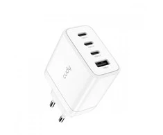 CUDY 4 prievadų 65 W USB-C įkroviklis su ES kištuku, GaN, 3 x USB-C (maks. 65 W), 1 x USB-A (maks. 30 W), QC+PPS+PD 3.0, ES kištukas, greitas įkrovimas iPhone 12 serijos ir naujesniems, Galaxy, iPad, Macbook ir kt.