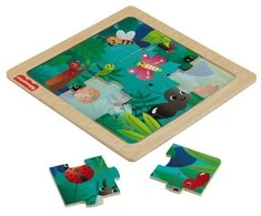 Fisher Price Spalvinga medinė dėlionė Vabzdžiai miške 10 dalių