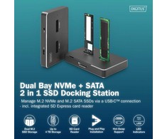 Šakotuvas Digitus DA-71546-1 saugojimo diskų prijungimo stotis USB 3.2 Gen 2 (3.1 Gen 2) Type-C Juoda