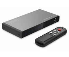 Digitus Jungiklis 4k hdmi 3x1, 60hz hdcp 2.3, nuotolinio valdymo pultas, juodas