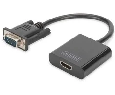 Digitus Konverteris / adapteris garso ir vaizdo VGA į HDMI, 1080p FHD, su 3,5 mm garso mini lizdu