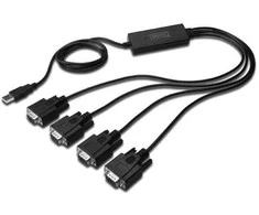 Adapteris digitus da-70159 (usb m - 4x rs-232 m; 1,5m; spalva juoda)