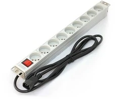 Digitus PDU maitinimo juosta 19" stelažas 9xtype e, 2m 1xc14, 10a, įjungtas/išjungtas, aliuminis
