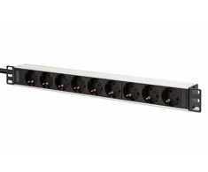 Digitus Digit 1U aliuminio maitinimo blokas, montuojamas ant stovo, 9 apsauginiai lizdai 16A, 230 V kintamoji srovė, 50/60 Hz, IEC C20 kištukas