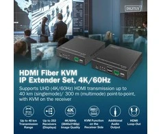 Assmann Electronic DIGITUS HDMI Fiber KVM Extender Set 4K/60Hz 40 km/300 m IP 1G Juodas