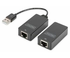 Digitus USB 1.1 ilgintuvas/vytos poros cat.5e/6 utp/sfp iki 45m, juodas, 20cm