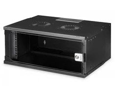 Digitus Spinta jungiama į tinklą wisząca 19" 4u, soho pro 240 x 540 x 400 mm, drzwi szyba, juoda, niezłożona, 60kg