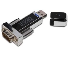 Digitus USB-A 1.1 vyriškas į RS232 (DB9) vyrišką keitiklis / adapteris | Prolific PL2303GT mikroschema | tvirtinimas varžtais | su papildomu 0,8 m laidu