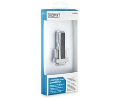 Digitus USB-A 1.1 vyriškas į RS232 (DB9) vyrišką keitiklis / adapteris | Prolific PL2303GT mikroschema | tvirtinimas varžtais | su papildomu 0,8 m laidu