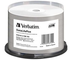 Verbatim Dvd-r 16x 4.7gb 50p cb, spausdinamas azo dl+ be id