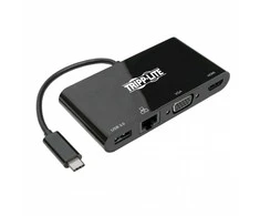 Eaton USB-C 4K HDMI, VGA, USB-A, GbE, HDCP kelių prievadų adapteris U444-06N-HV4GUB juodas