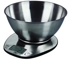 Virtuvinės svarstyklės Eldom elektroninės virtuvės svarstyklės WK320S Rena, tikslumas 1 g, sveria iki 5kg, LED ekranas, plienas su dubeniu.