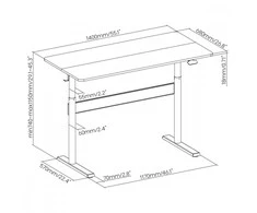 ergo office Biurko Ergo biuro stalas su stalviršiu 140x68cm, dujinė spyruoklė, aukščio reguliavimas, sėdimam ir stovimam darbui, maks. aukštis 115cm, ER