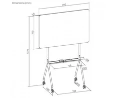 Laikiklis Mobilna tablica suchościeralna ergo office, orientacja pozioma, balta, jednostronna, su półką, wymiary tablicy 1190x790mm, er-306