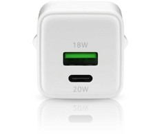 Įkroviklis - everActive 20 W 1xUSB 1xUSB-C QC3.0 PD GaN Kompaktiškas Baltas