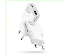 everactive Charger 1 x USB, 1 x USB-C Quick Charge 3.0 30W SUPER SLIM baltas