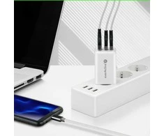 everactive Charger GaN 1 x USB, 2 x USB-C Quick Charge 4+ 65W baltas