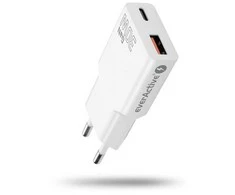 everactive Charger 1 x USB, 1 x USB-C Quick Charge 3.0 30W SUPER SLIM baltas