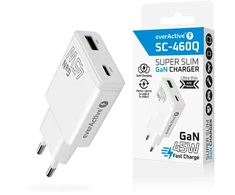 Įkroviklis - everActive SC-460Q 45W USB &amp; USB-C Greitas Įkroviklis, Balta