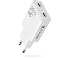 Įkroviklis - everActive 45W 2xUSB-C GaN Greitas Įkroviklis, Balta