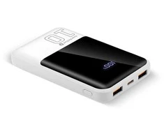 everactive Powerbank 10 000mAh, 2x USB, 1x USB-C 22,5W, QC4+, LCD screen, baltas
